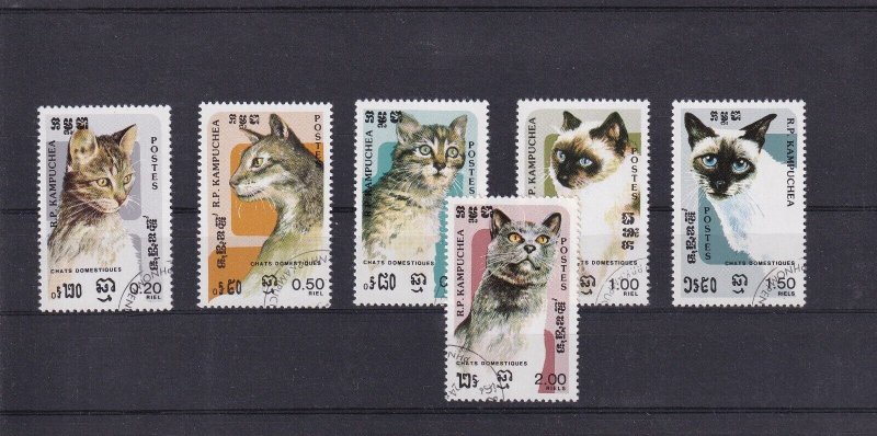 SA19d Cambodia 1985 Cats, used stamps