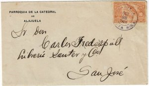 Costa Rica 1924 Alajuela cancel on cover to San Jose