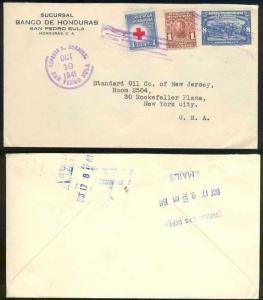 HONDURAS 1941 Sc C86 & RA1-RA2 ON COVER SAN PEDRO SULA TO USA VF