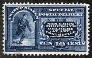 US Sc E5 Blue 10¢ p.12 DLW 1895 Hinged Original Gum Special Delivery Faults 