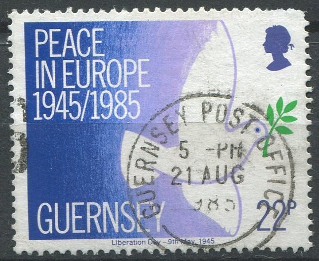 Guernsey  Sc#313 Used, 22p bl & multi,  (1985)