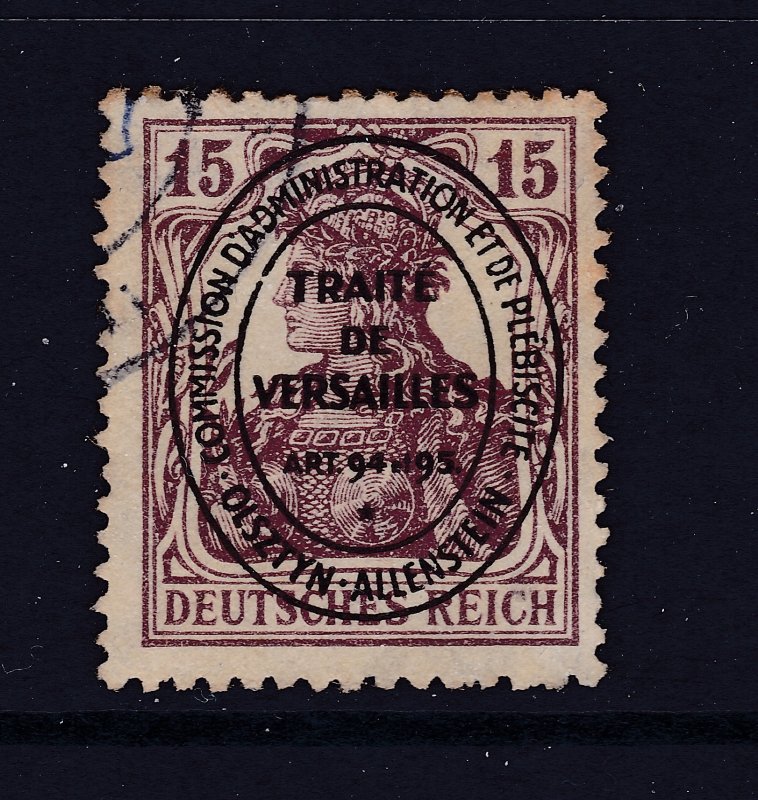 Allenstein the used 15pf purple from the 1920 Treaty set
