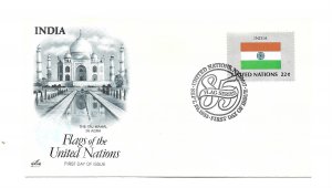 United Nations #457 Flag Series 1985, India ArtCraft FDC