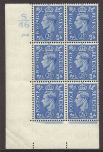 2½d Light Blue Cylinder Control S46 206 No Dot perf 5(E/I) UNMOUNTED MINT/MNH