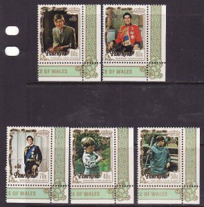 Penrhyn-Sc#B13-17- id10-unused NH semi-postal set-Prince Charles-