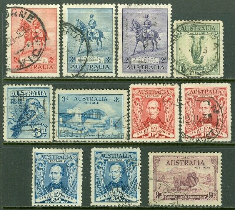 EDW1949SELL : AUSTRALIA Group of some Better Very Fine, Used. Scott Catalog $171