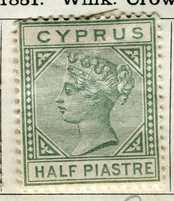 CYPRUS; 1892 classic QV Crown CA issue mint hinged 1/2Pi. value