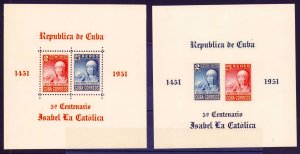 ;Cuba Sc C50a-C50b Morillo Type Souvenir Sheets 1952