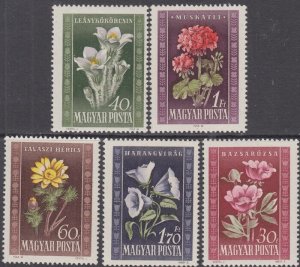 HUNGARY Sc# 906-10 CPL MNH FLOWERS