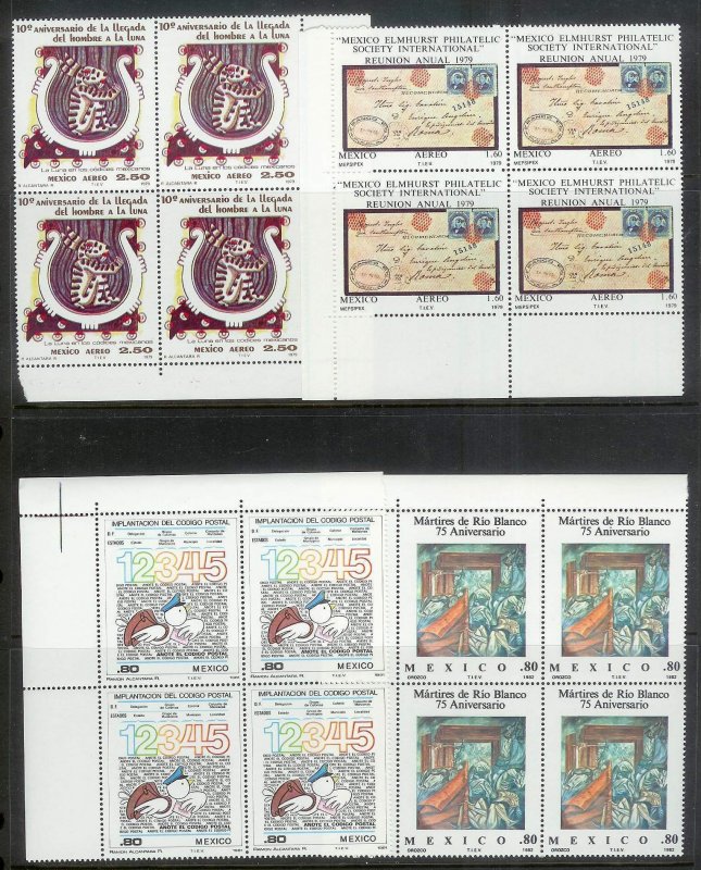 MEXICO (287pcs) Pristine Blocks/Strips/Gutter Blocks ALL Diff Mint Never Hinged