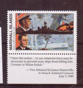 WW II, Marshall Islands 255, Mers-el-Kabir, MNH tab
