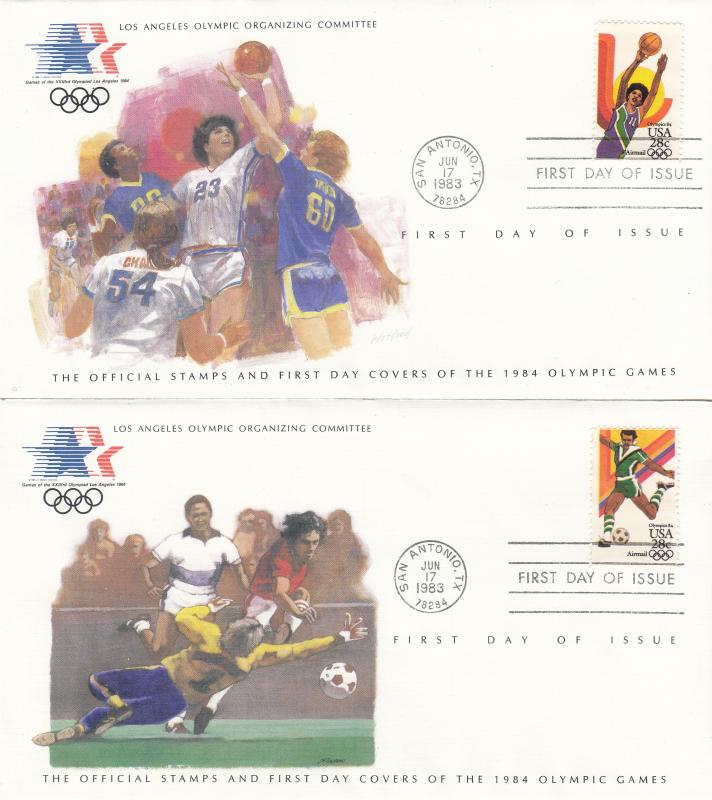 ​  USA - 1984 Olympic games , FDC basketball and football (1320)