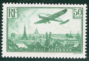 FRANCE Air Mail Scott.C14 50Fr Emerald (1936) High Value Mint XLMM Cat $800 SBG3