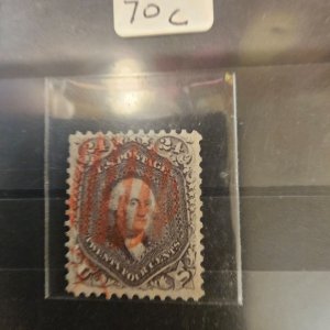 US 70c used VF nice centering , red cancel - 1861 issue in VF-NG CSV 2250.00