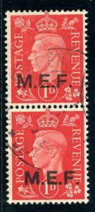 BOFIC - MEF 1942 KGVI 1d scarlet (se-tenant pair) very fine used. SG M6b.