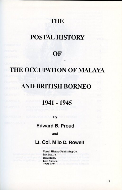 POSTAL HISTORY OF MALAYA & BRITISH BORNEO BY EDWARD B. PROUD NEW BOOK BLOWOUT