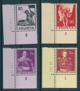SWITZERLAND, HISTORIC IMAGES CHANGED COLORS 1958-59, CORNERS WITH PRINT DATE, NH
