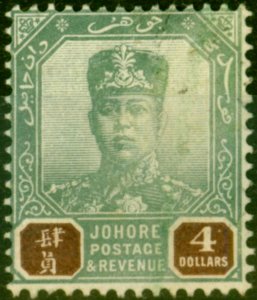 Johore 1904 $4 Green & Brown SG73 Fine Lightly Used