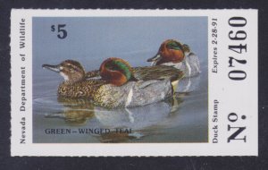 State Hunting/Fishing Revenues - NV - 1990 Duck Stamp - NV-12 - MNH