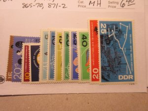 GERMANY DDR Scott 856, B143, 857-8, 865-70, 871-2 MINT HINGED Cat $6.40