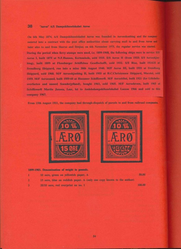 DANISH FERRY STAMPS 1991 Catalogue By Lei Hasle.60 Pages(GM 410