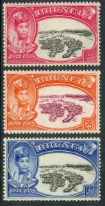 BRUNEI 1949 Complete SULTAN AHMED Silver Jubilee Set Scott Nos. 76-78 MH
