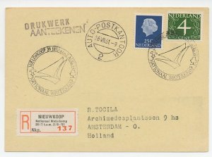 Registered card / Special R label Netherlands 1961 Scouting - Water camp Nieuwko