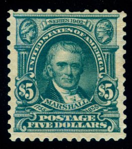 MOMEN: US STAMPS #313 MINT OG H $5 MARSHALL LOT #35216