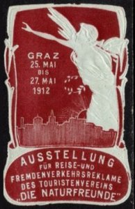 1912 Austria Poster Stamp Travel And Tourist Advertising Exhibition Graz