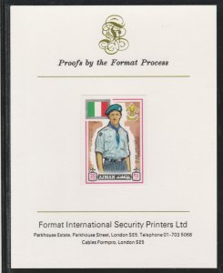 AJMAN 1971 WORLD SCOUTS - ITALY  imperf on FORMAT INT PROOF CARD