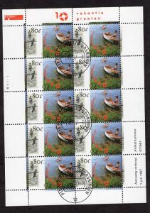 Netherlands  #967  1997 cancelled   holiday sheet of 10  water recreation 80c