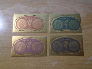 Bahamas  #  284-87 MNH  Coins  Gold foil