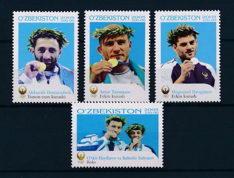 [54780] Uzbekistan 2005 Olympic games Athens Wrestling Boxing MNH