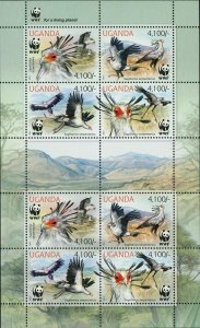 Secretary Bird Stamp WWF Sagittarius Serpentarius Sheet of 2 Sets S/S MNH #3000