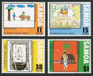 Samoa 583-586,586a,MNH.Michel 490-493,Bl.29. Christmas 1982.Child drawings.