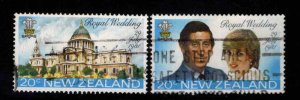 New Zealand Scott 734-735 Used Prince Charles and Lady Diana wedding set