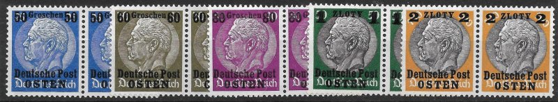 Doyle's_Stamps: NH Polish Pairs of German Occupation Set, Scott #N17** to #N29**