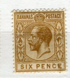 BAHAMAS; 1921 early GV issue Mint hinged 6d. value