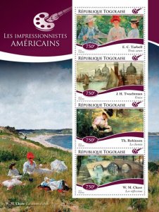 TOGO - 2014 - American Impressionists - Perf 4v Sheet - Mint Never Hinged