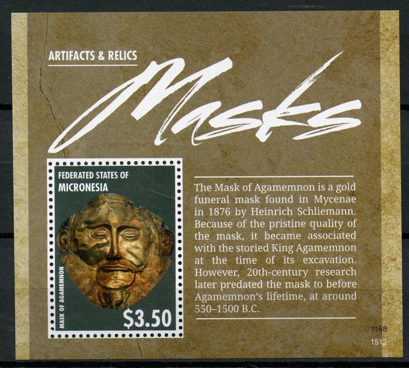 Micronesia 2015 MNH Artifacts Relics Masks Agamemnon Funeral Mask 1v S/S Stamps