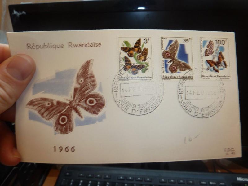 Rwanda 1966 Butterfly FDC Cacheted (58bee)