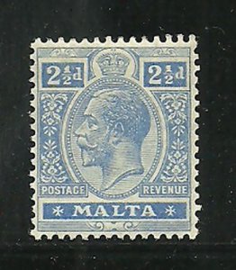 Album Treasures Malta Scott # 70  2 1/2p George V  Mint Lightly Hinged