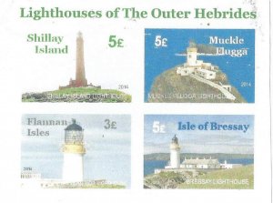 OUTER HEBRIDES  - 2014 -  Lighthouses - Imperf 4v Sheet - M N H- Private Issue