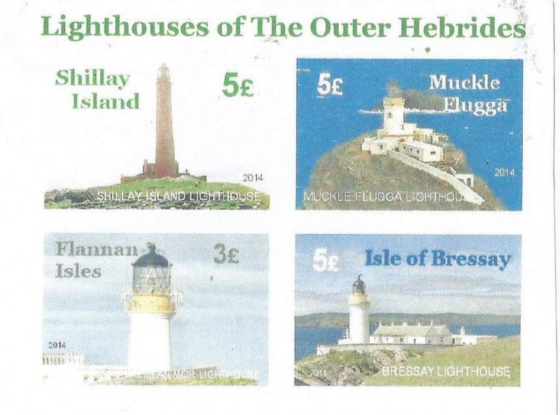 OUTER HEBRIDES  - 2014 -  Lighthouses - Imperf 4v Sheet - M N H- Private Issue