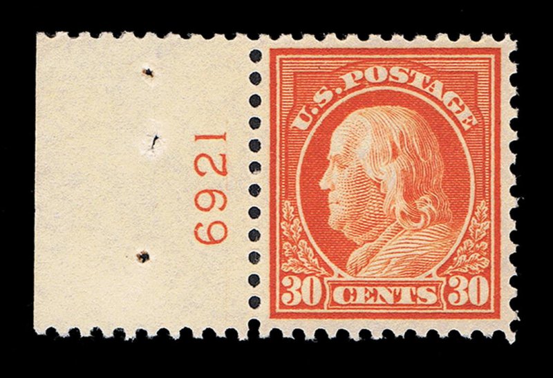 GENUINE SCOTT #516 VF MINT OG NH PSE CERT 1917 30¢ RED ORANGE PNS PLATE #6921