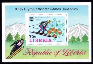 Liberia 1976 Sc#C210 INNSBRUCK OLYMPICS DOWNHILL SKIING Souvenir Sheet MNH