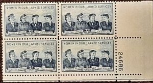 US Scott # 1013; 3c Service Women; MNH, og 1952; F/VF ; Plate Block of 4