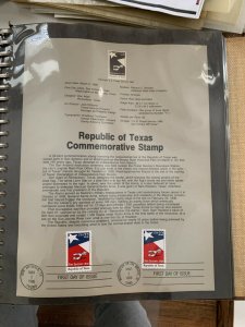 USPS Souvenir Page Scott 2204 1986 republic of Texas stamps