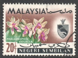 Malaya Negri Sembilan Scott 82 - SG87, 1965 Orchids 20c used