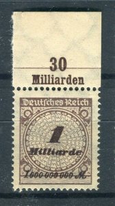 GERMANY; 1923 Aug-Oct Inflation Surcharged MINT MNH 1M. fine SHEET MARGINAL